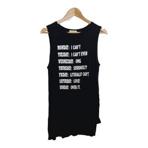 Ginger G Junior's Size Large Dress Tank Shirt Weekdays Graphic Funny Print